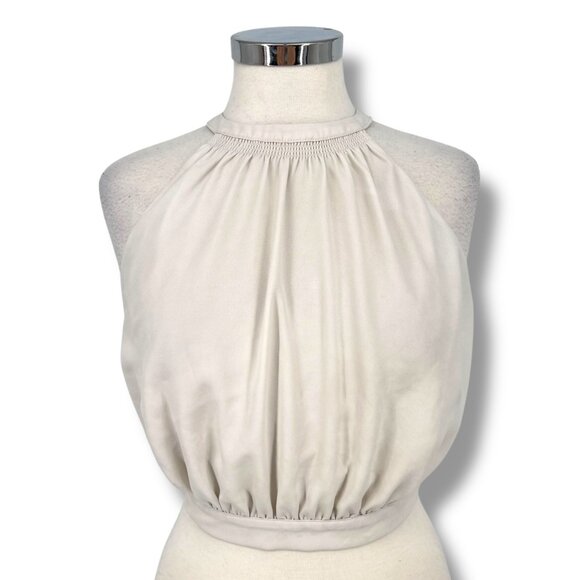 Wilfred Aritzia Patrice Halter Cut Out Tie Back Crop Top Ivory Size Small - Picture 1 of 12